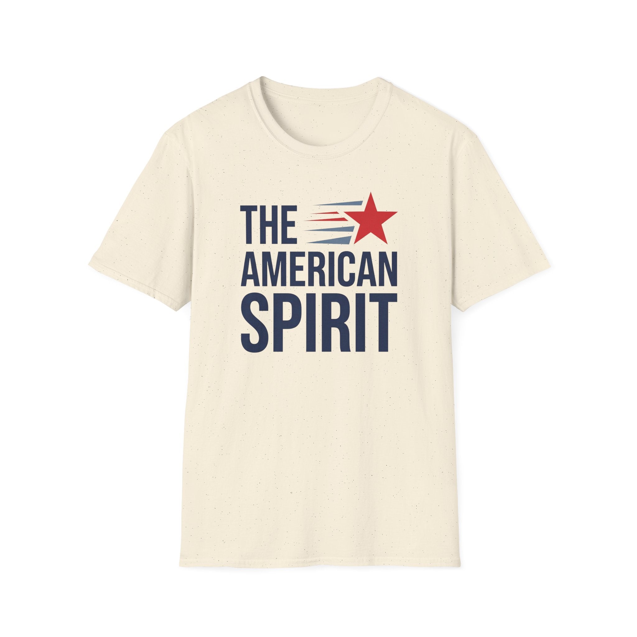 Light cream crewneck T-shirt with star and 'THE AMERICAN SPIRIT' text