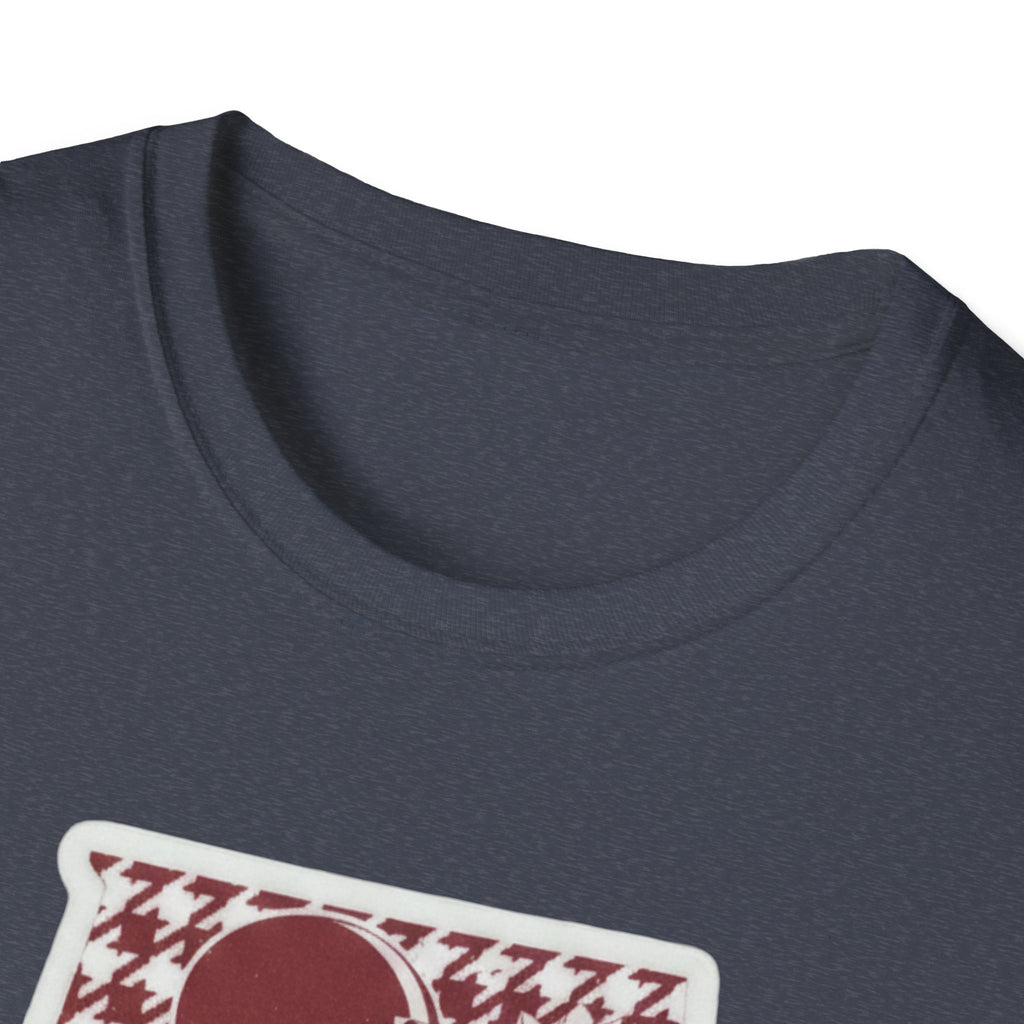 Close-up of heather navy T-shirt crew neck