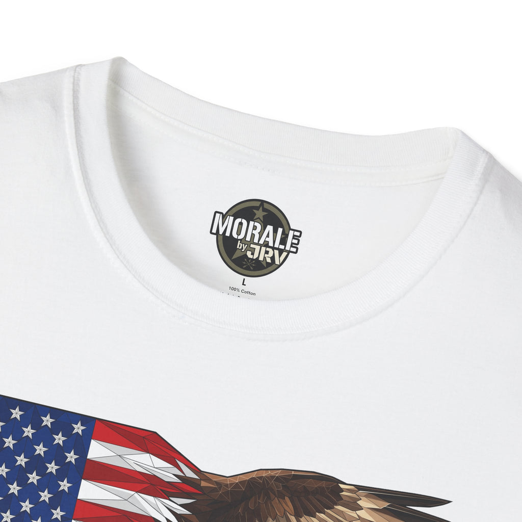 American Flag Eagle T-Shirt, weißer Rundhalsausschnitt mit Markenlogo hinten
