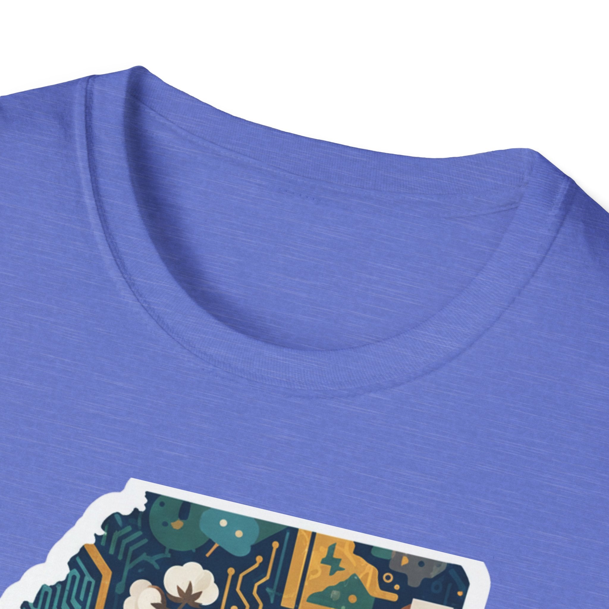 Purple T-shirt with crew neck and partial Mississippi map graphic