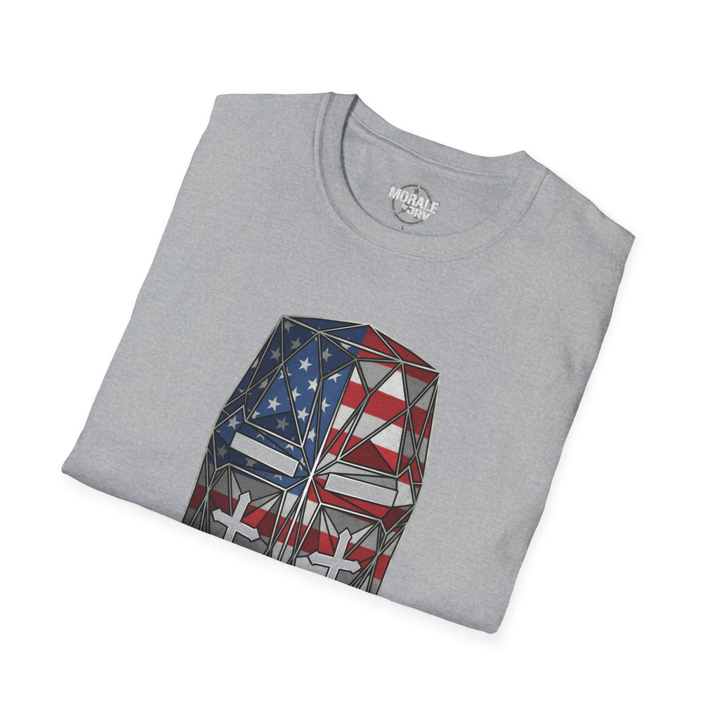 Sport grey T-shirt partial flag cube knight graphic