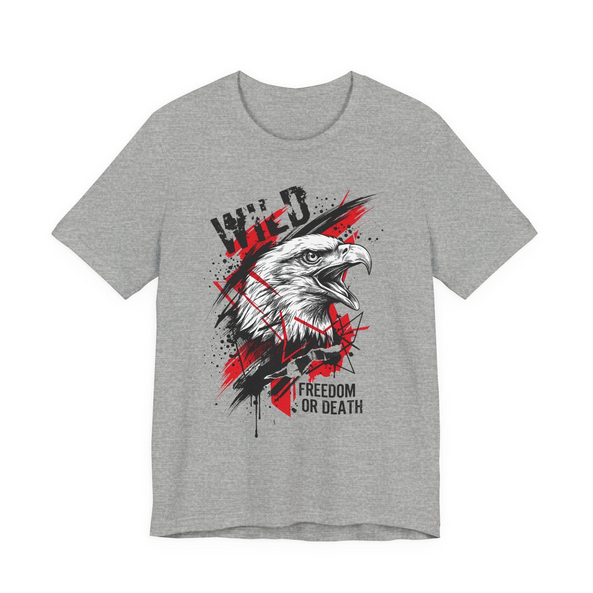 Heather gray t-shirt with eagle head graphic and “Freedom or Death” text