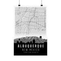 Albuquerque New Mexico city map poster with road grid, mountains, and latitude text