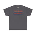 Charcoal graphic T-shirt with stacked 'Two is One...' slogan in red and blue