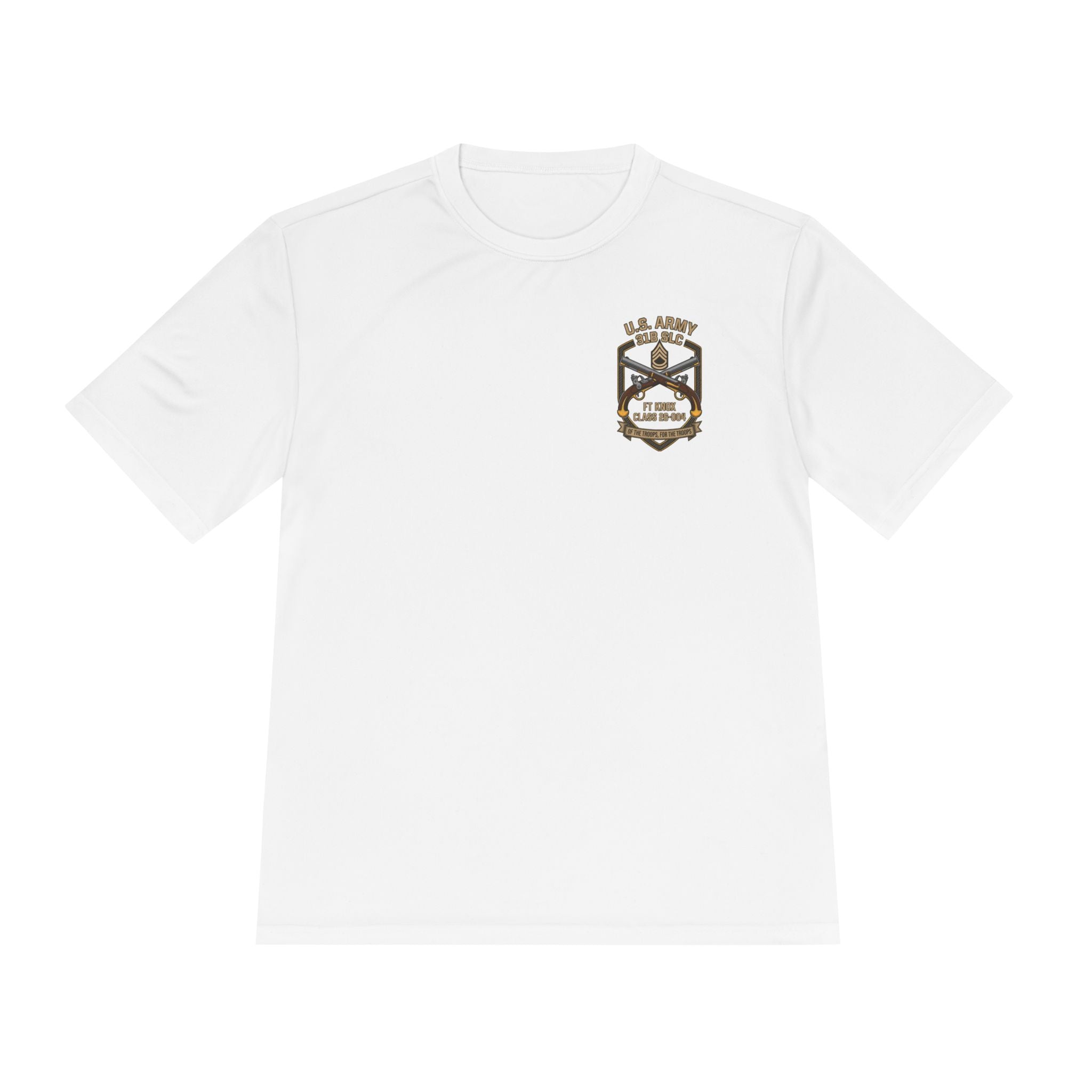 White military police crest graphic T-shirt