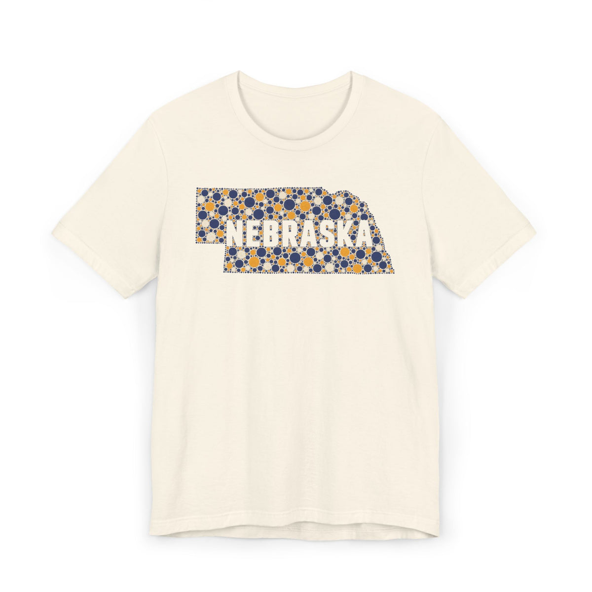 Cream tee with floral Nebraska outline graphic and NEBRASKA text