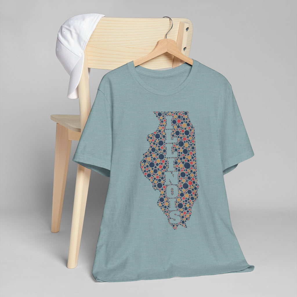 Illinois State Floral Polka Dot T-Shirt | Illinois Outline Graphic Tee