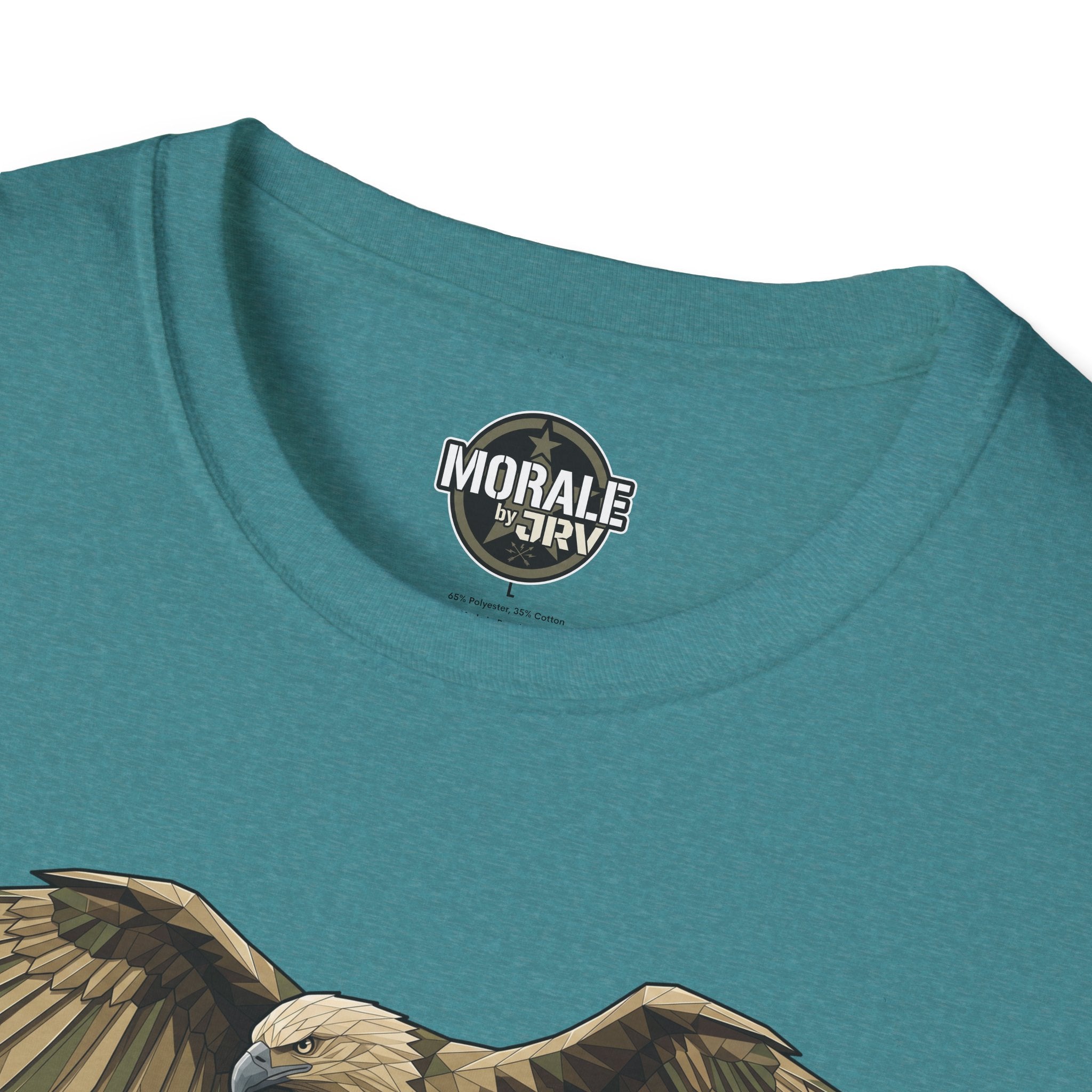 Bald Eagle T-Shirt (teal) with realistic wildlife graphic, crew neck.