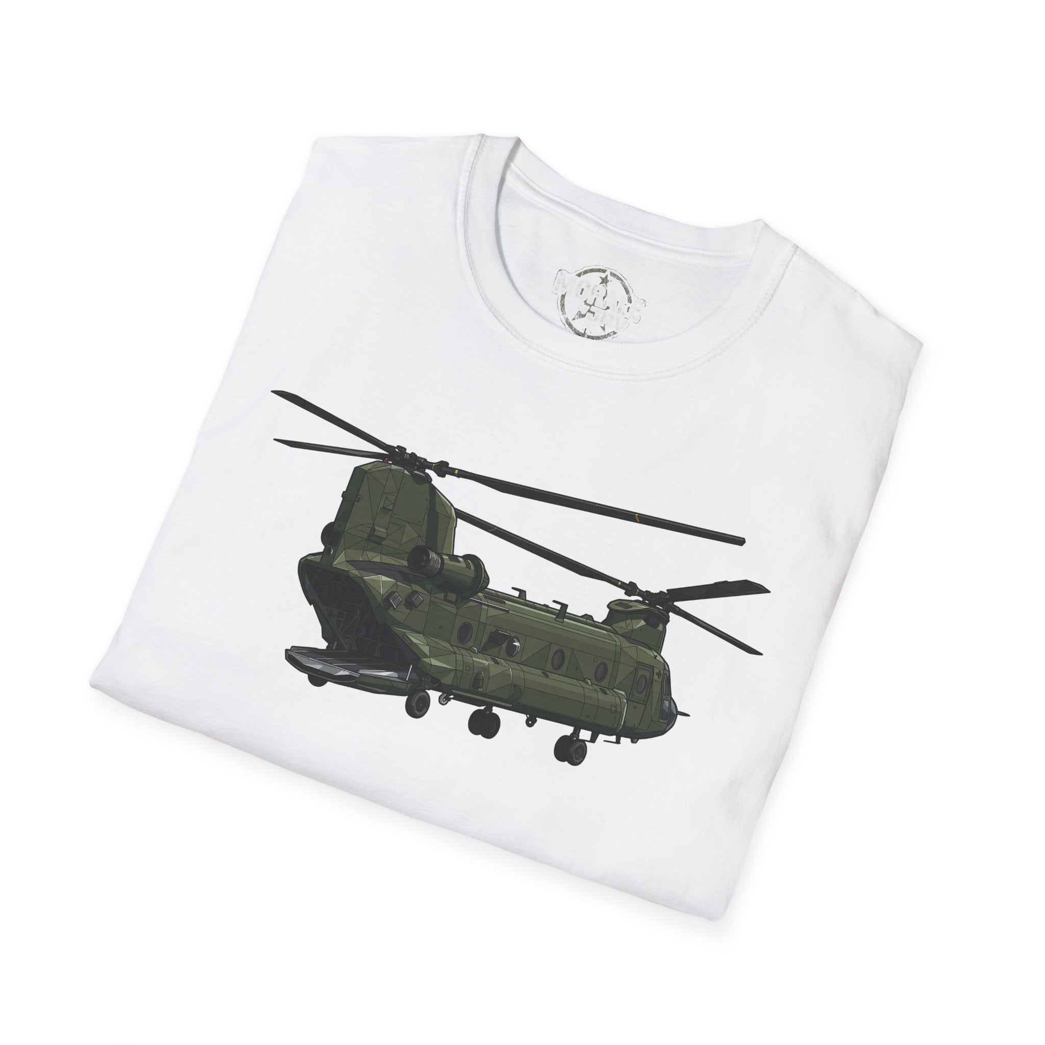 CH-47 Chinook T-shirt, white, front CH-47 helicopter graphic