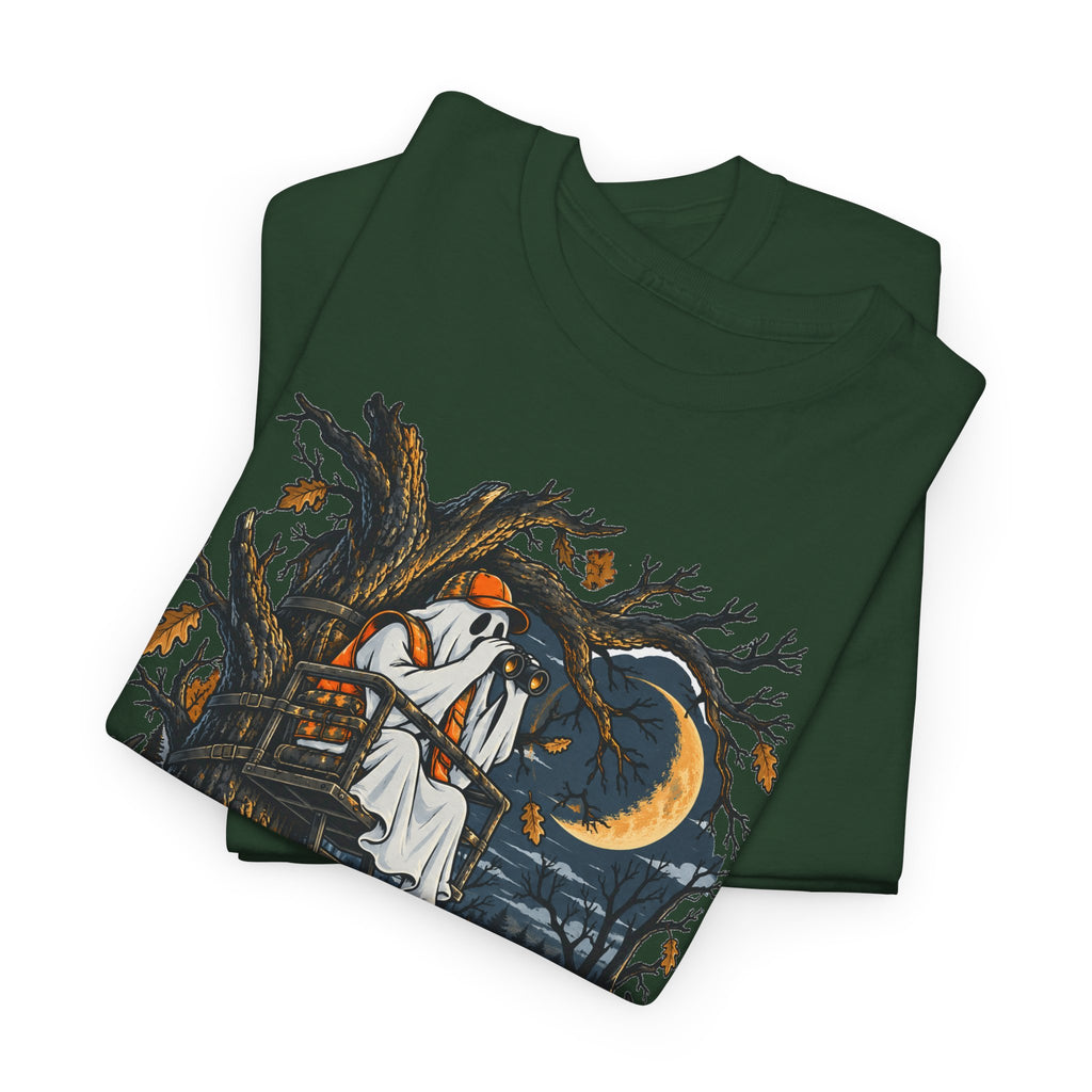Haunted Tree Stand T-Shirt, Funny Ghost Deer Hunter Halloween Shirt for Men and Women, Bow Hunting Season Gift Tee