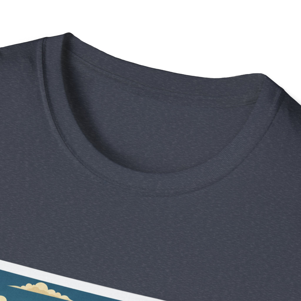 Heather navy T-shirt neckline