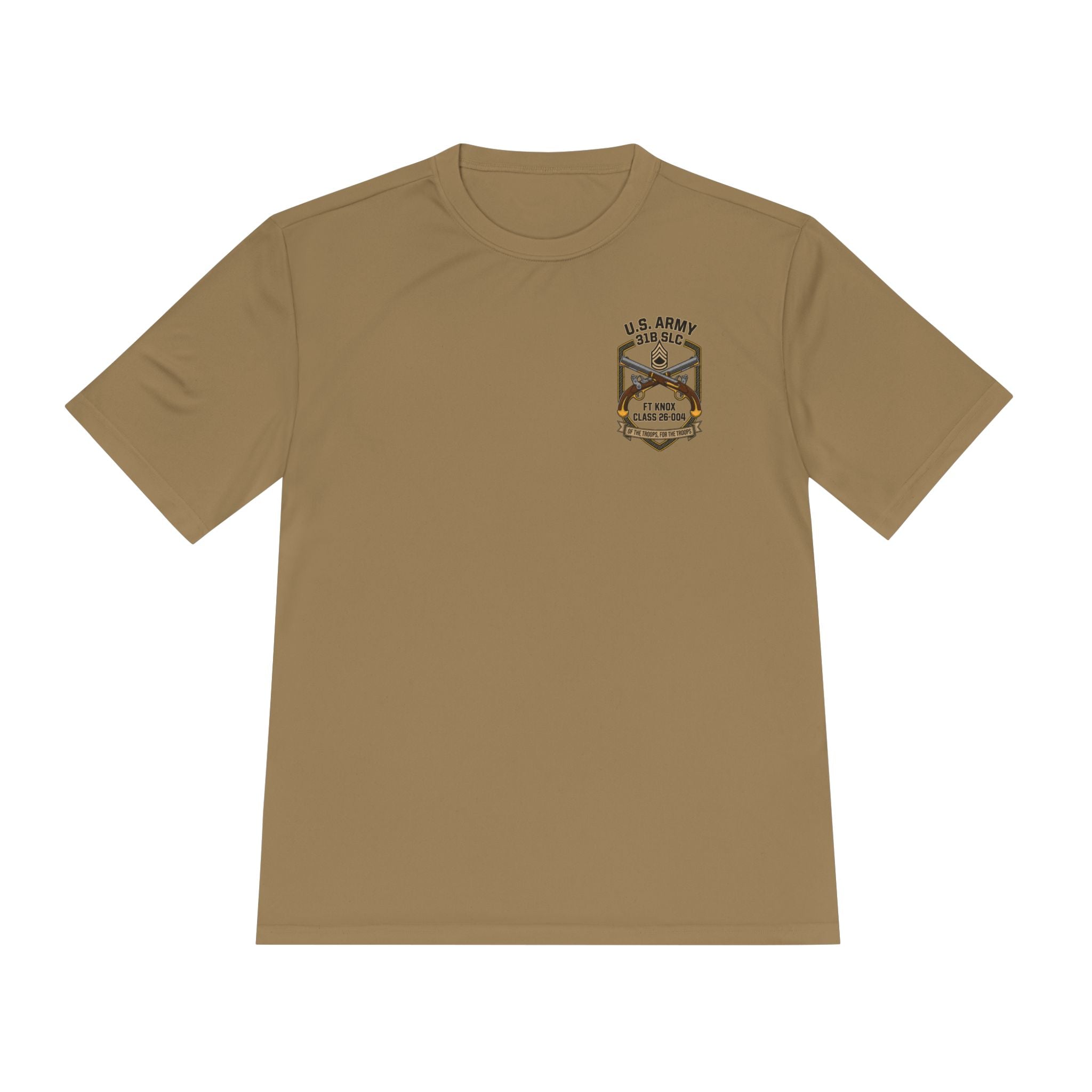 Coyote brown military police crest graphic T-shirt