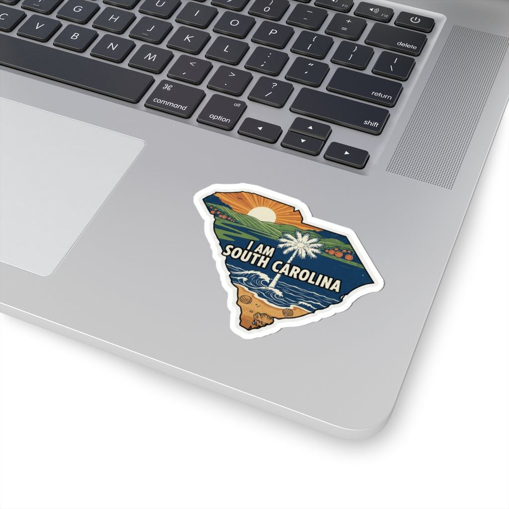 South Carolina sticker with “I AM SOUTH CAROLINA” on a laptop
