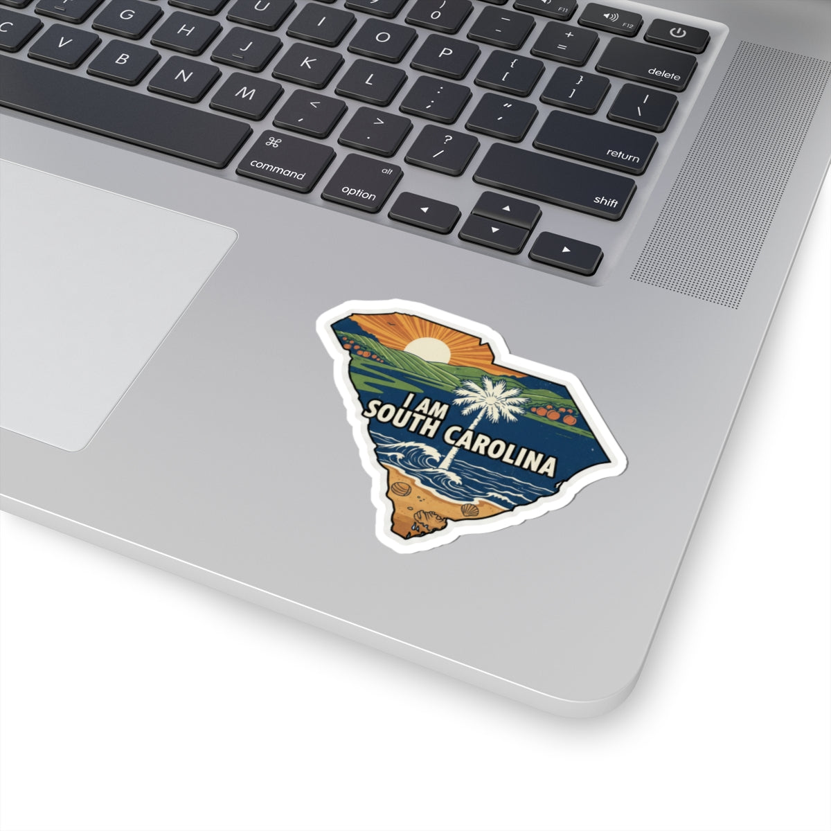 South Carolina sticker with “I AM SOUTH CAROLINA” on a laptop