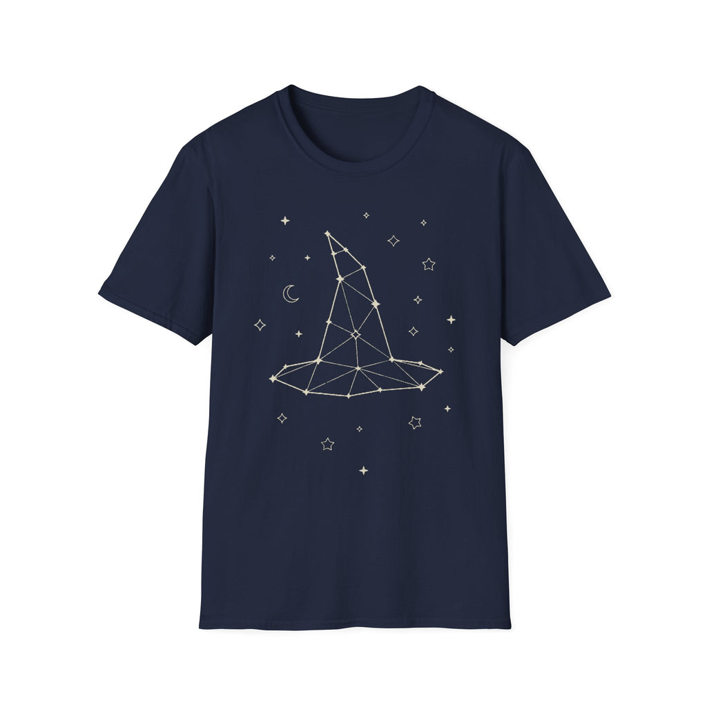 Navy crew-neck T-shirt with constellation witch star graphic