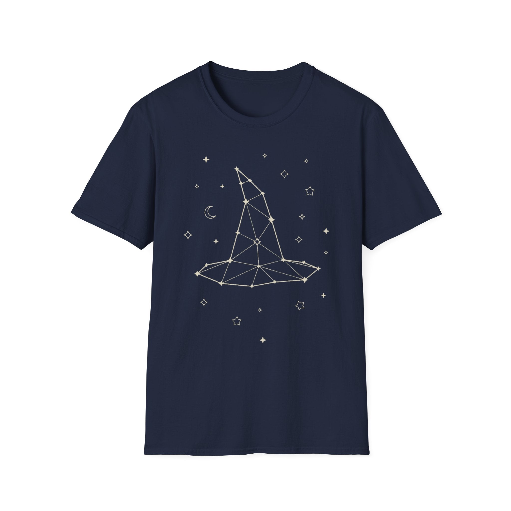 Navy crew-neck T-shirt with constellation witch star graphic