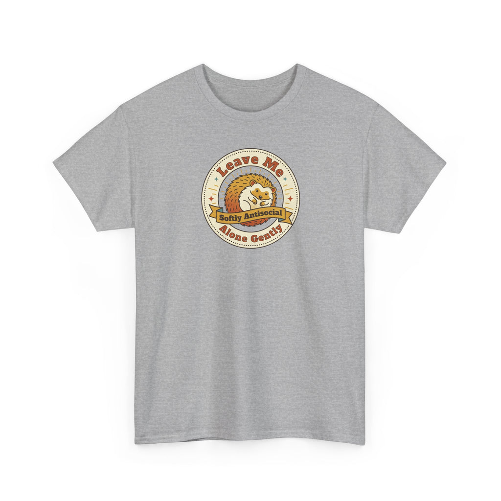 Sport grey short-sleeve T-shirt with circular hedgehog graphic on chest