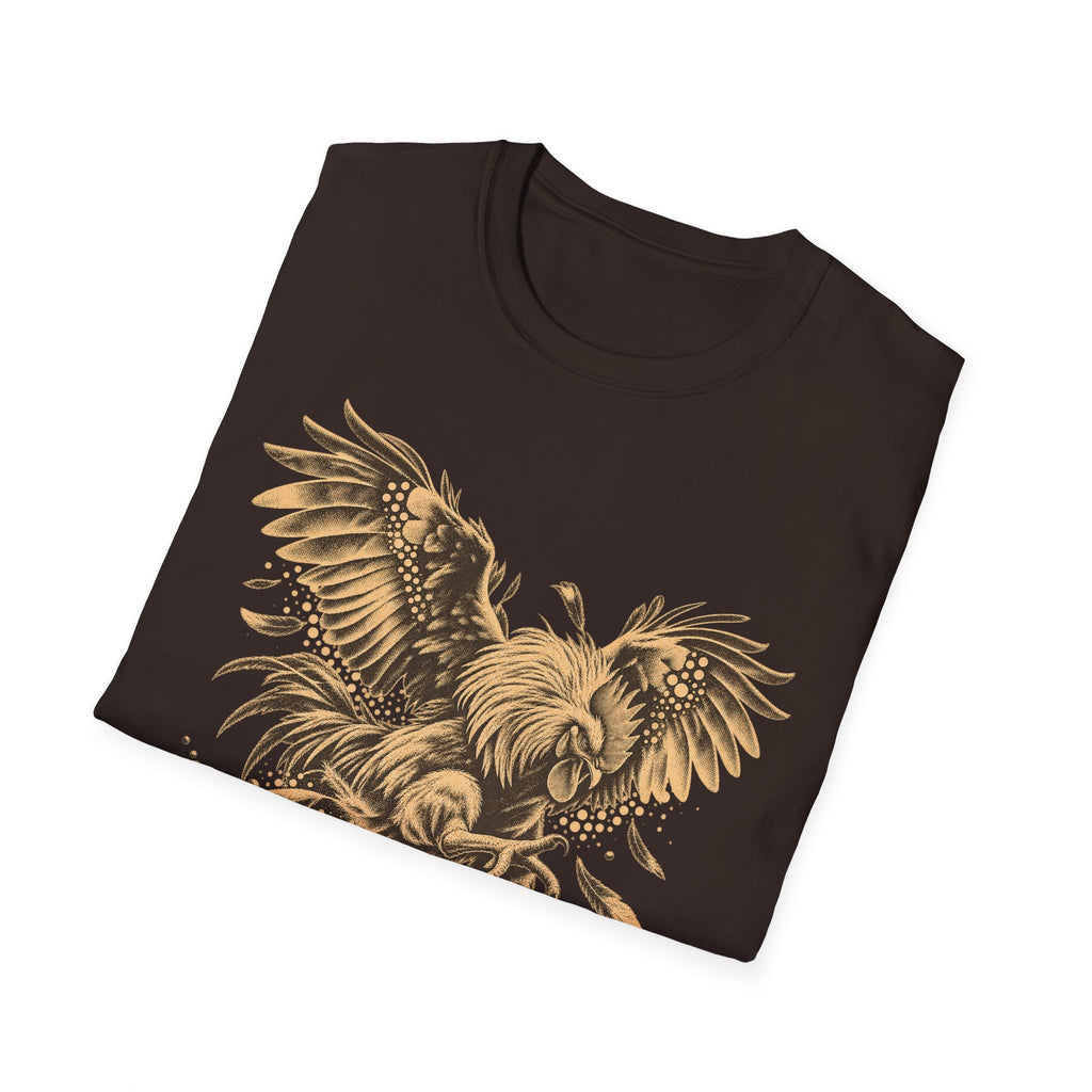 Eagle wildlife graphic T-shirt, dark brown with gold eagle wing graphic