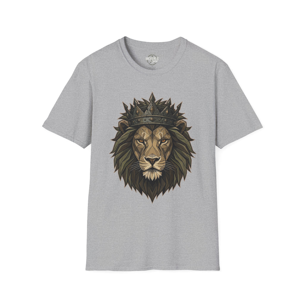 Sport Grey lion head T-shirt with crown graphic