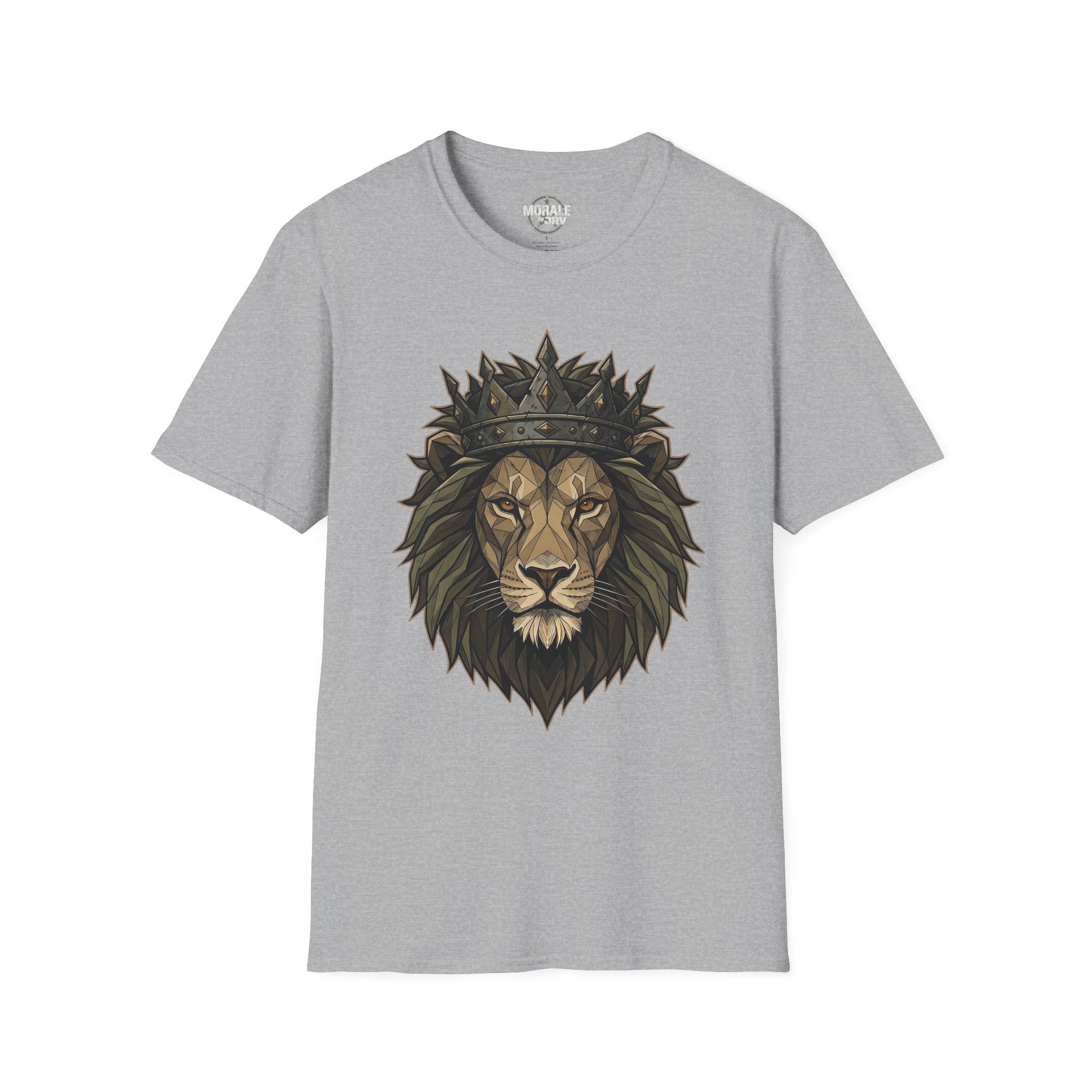Sport Grey lion head T-shirt with crown graphic