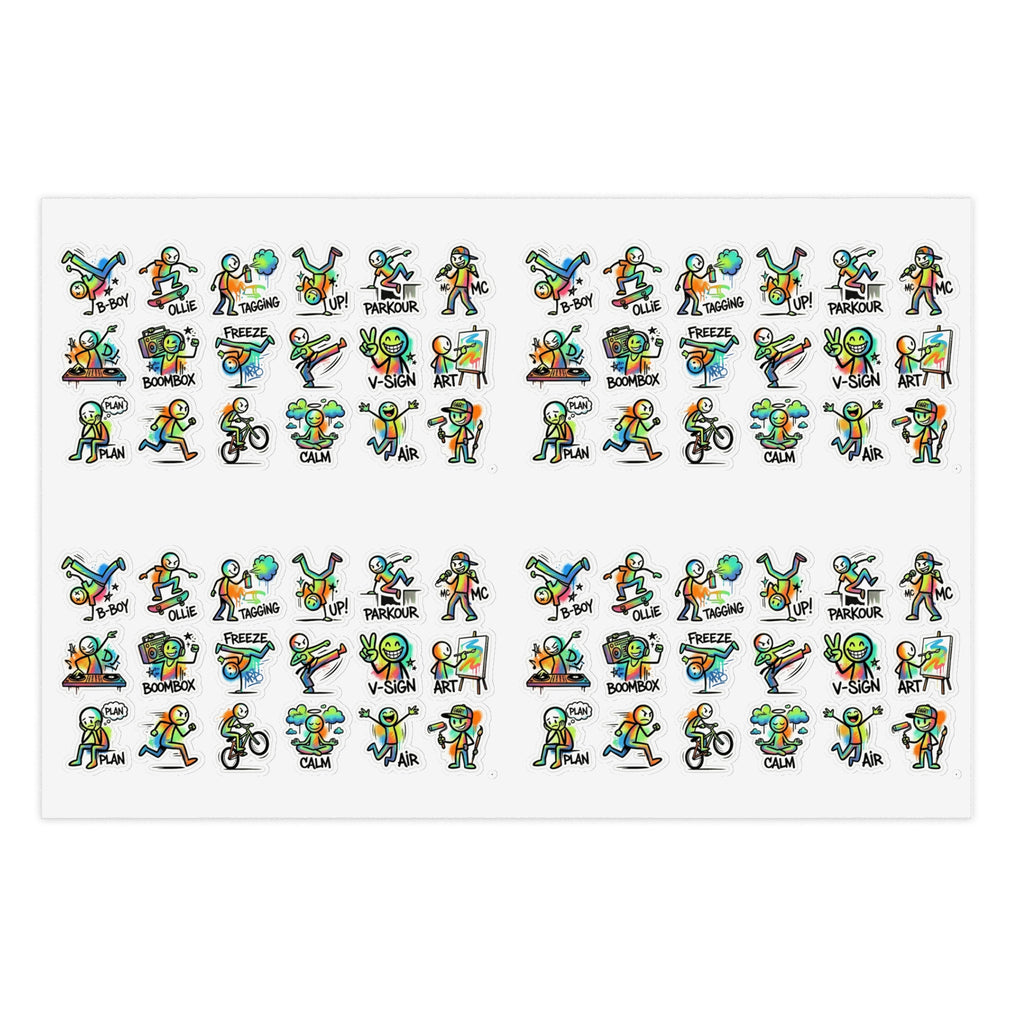 Stickerbogen-Set mit vielen kleinen Figuren-Icons in Grün, die-cut