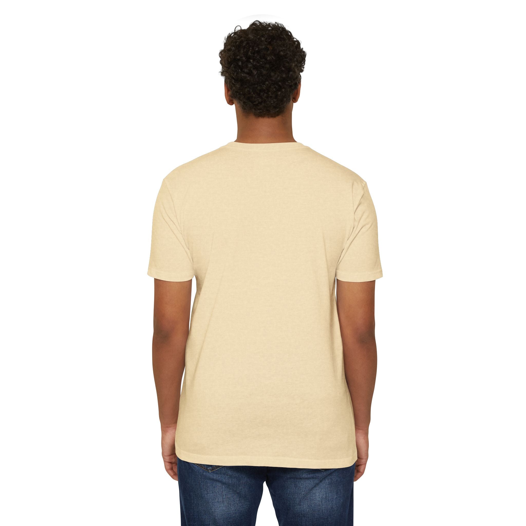Crewneck T-shirt, cream plain back view