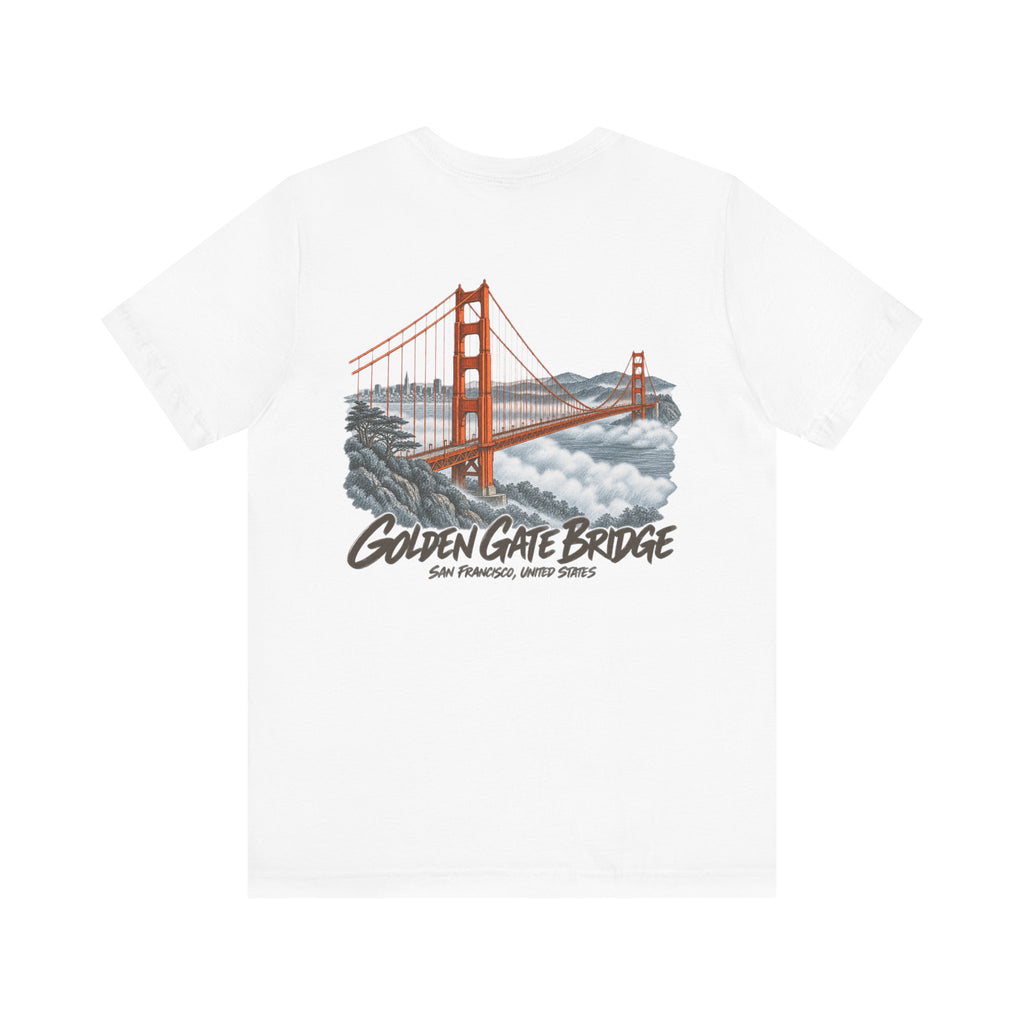 White T-shirt with Golden Gate Bridge graphic print on the chest