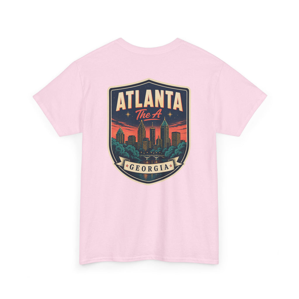 Light pink T-shirt with Atlanta Georgia skyline badge print