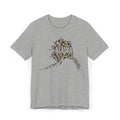 Heather gray Alaska state outline graphic T-shirt with dotted map and “Alaska” text