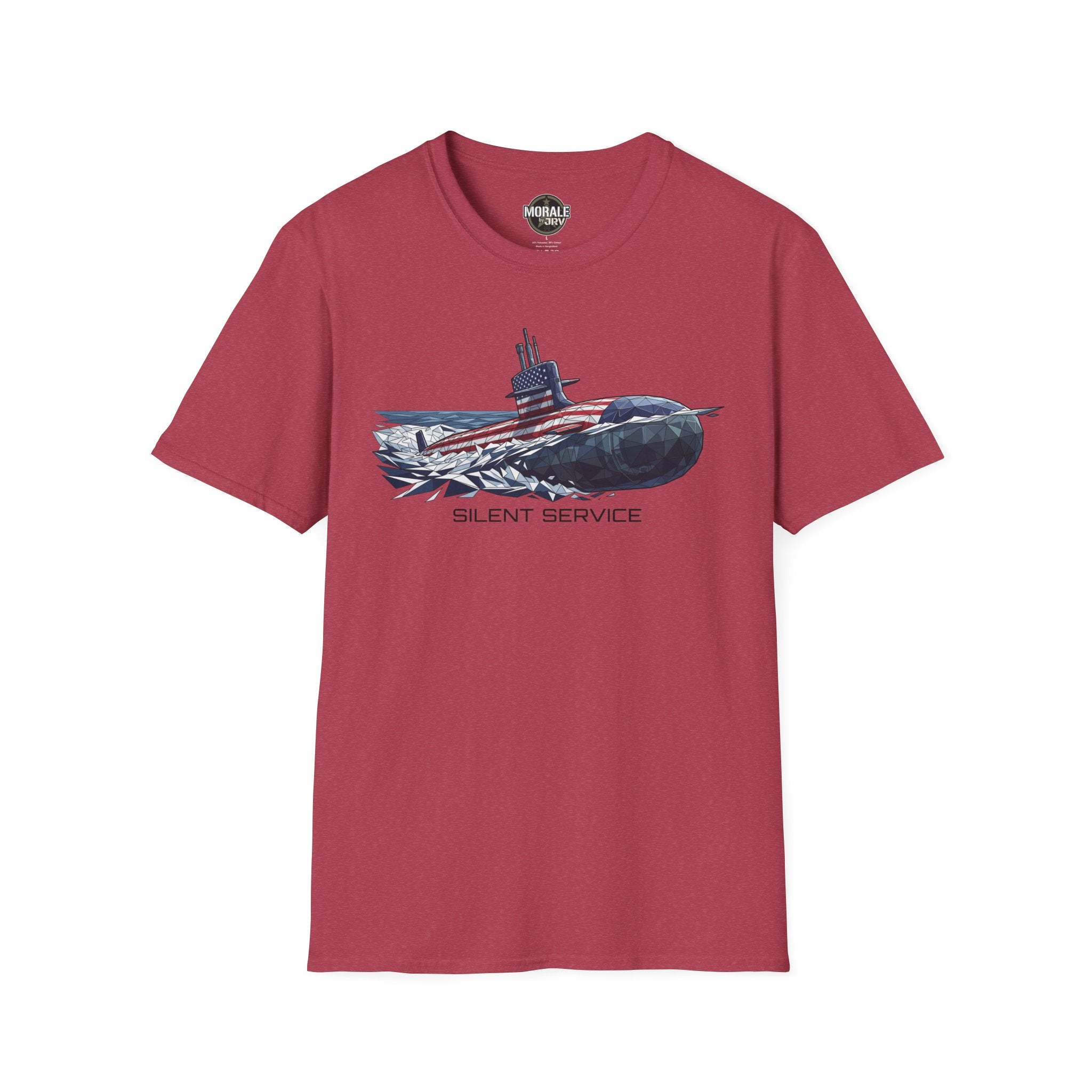 Silent Service T-shirt, red, submarine flag graphic on the chest