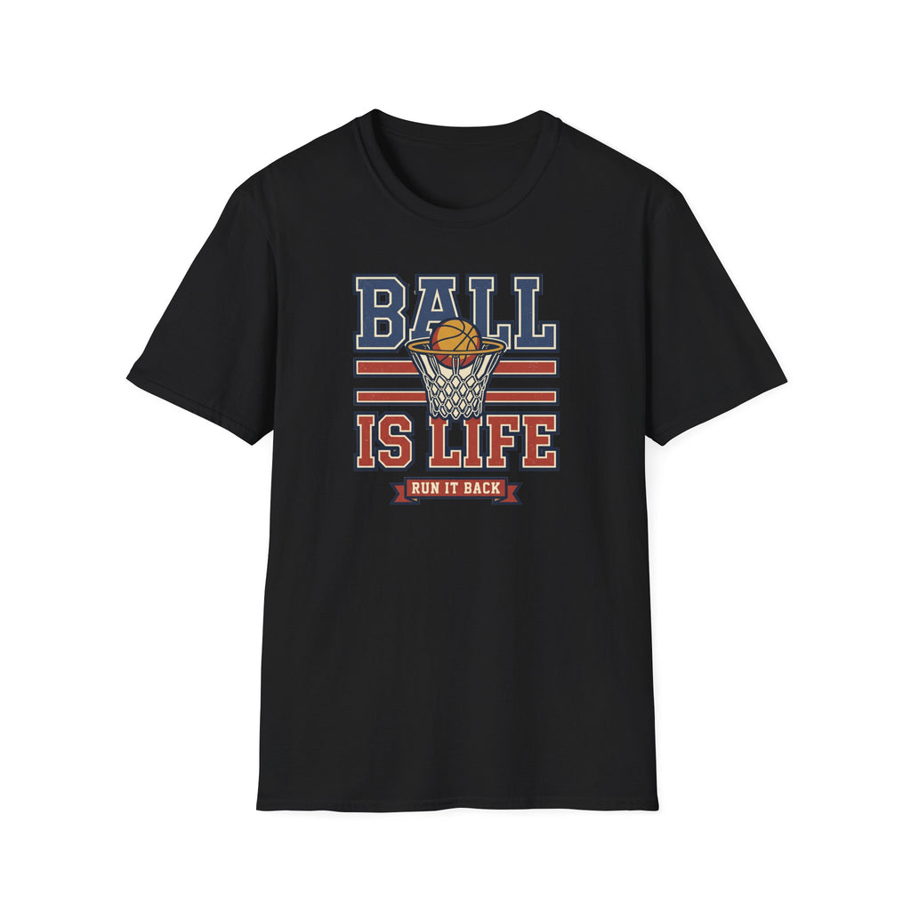 Black crew-neck T-shirt, plain front view