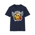 Graffiti Angel Smiley T-Shirt in navy with front angel smiley graphic
