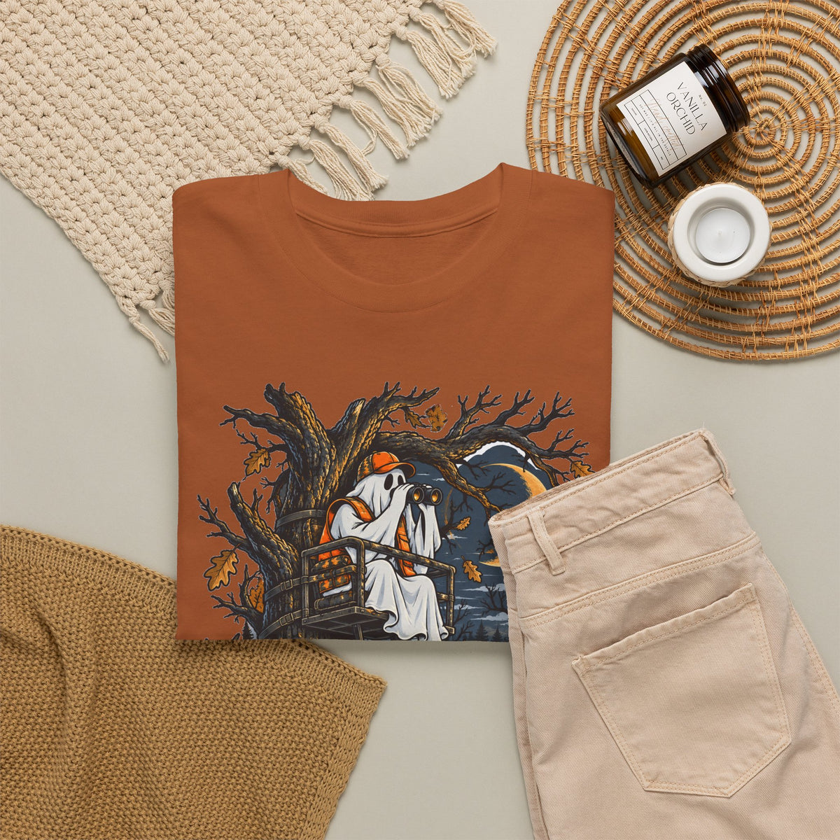 Haunted Tree Stand T-Shirt, Funny Ghost Deer Hunter Halloween Shirt for Men and Women, Bow Hunting Season Gift Tee