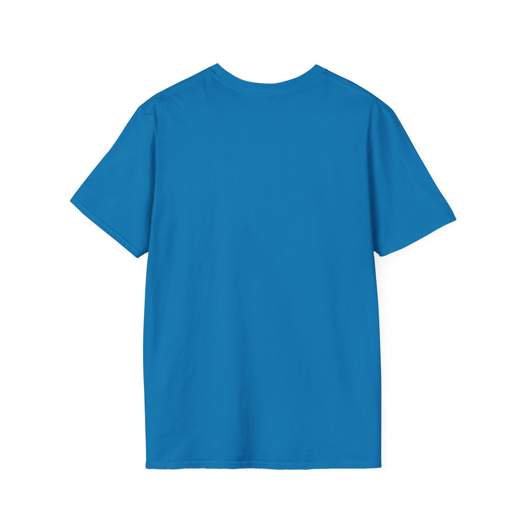 Blue crew-neck T-shirt, plain back view