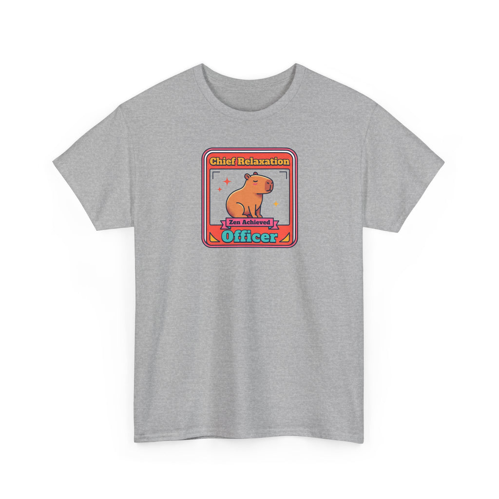 Sport grey T-shirt with capybara zen graphic and 'Officer' text