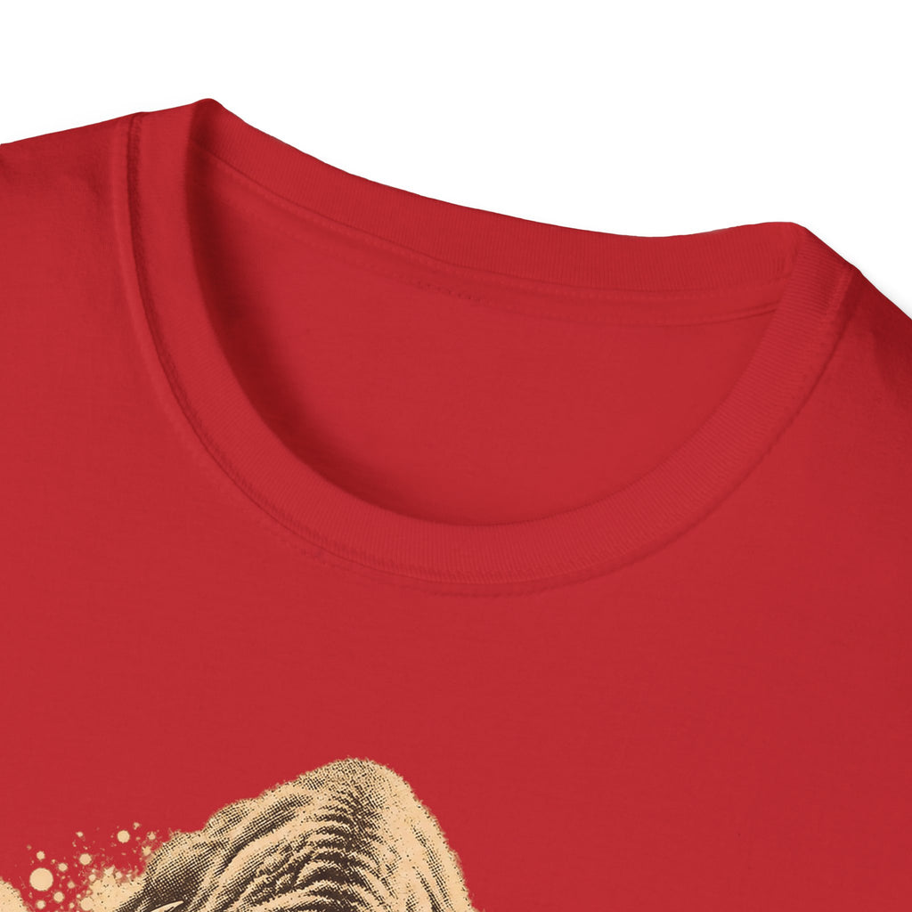 Red crewneck t-shirt with close-up bison graphic on chest