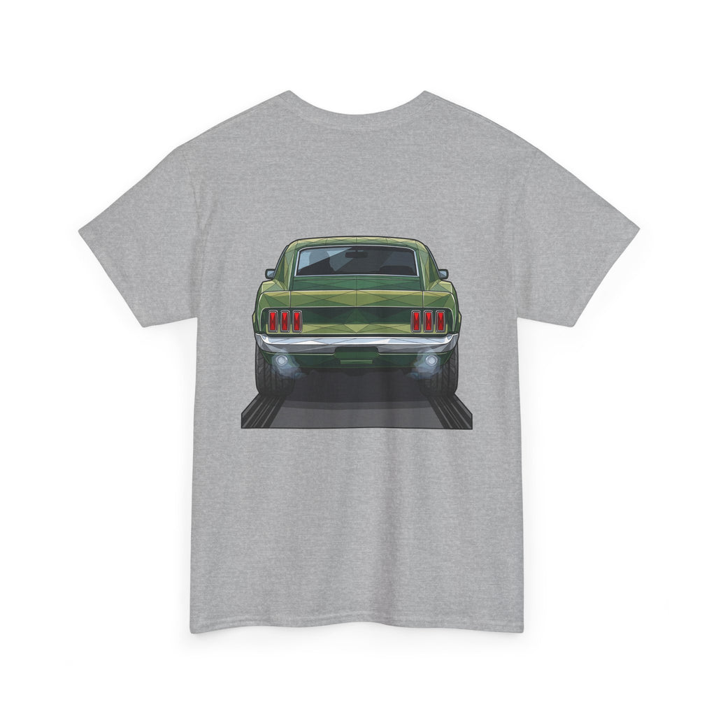 Charcoal T-shirt with rear vintage muscle car graphic