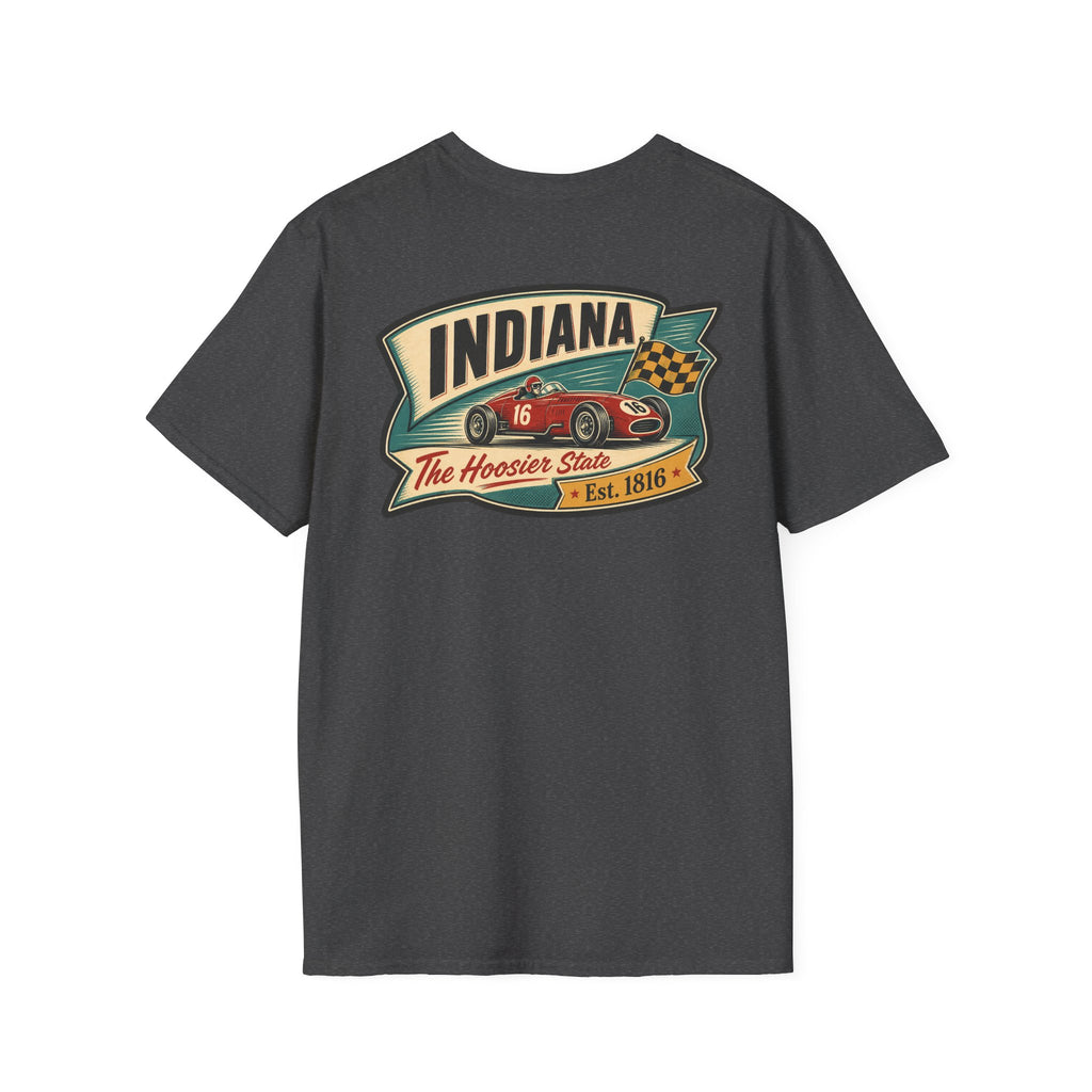 Indiana Hoosier State graphic tee in dark gray with vintage front logo