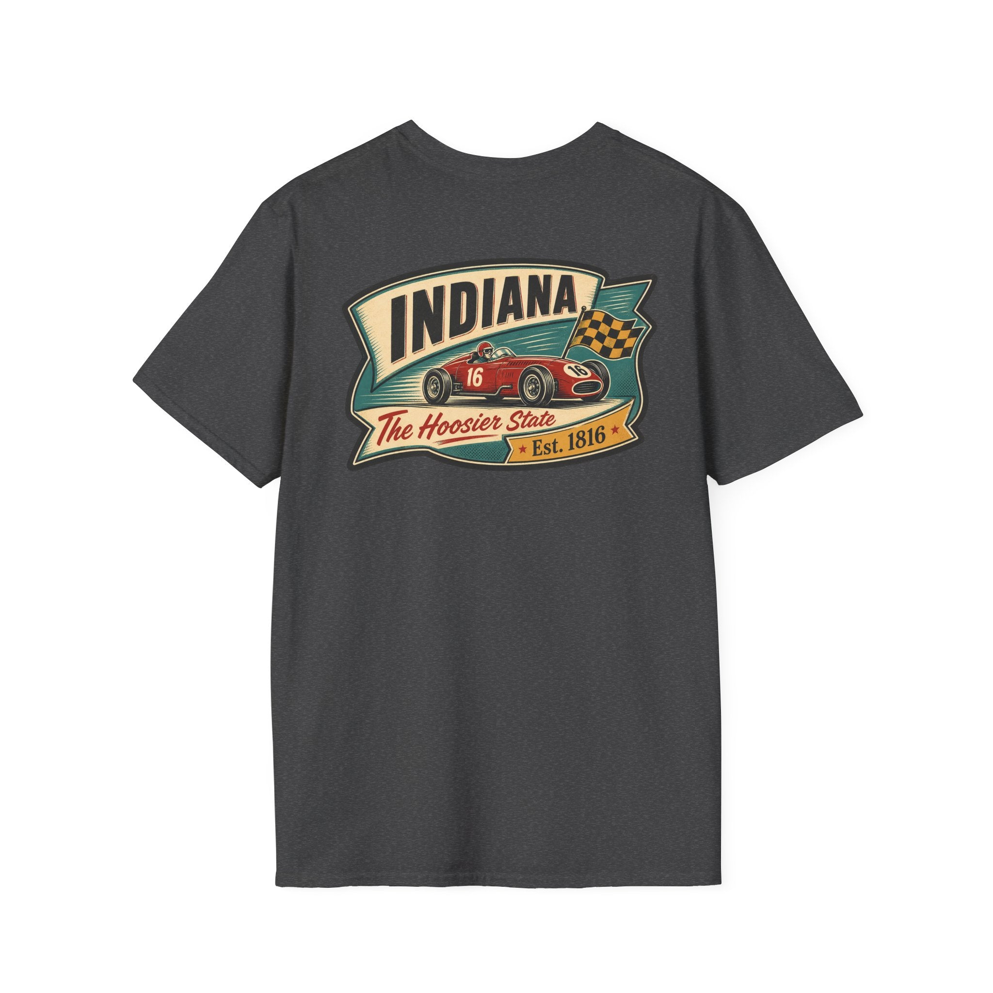 Indiana Hoosier State graphic tee in dark gray with vintage front logo