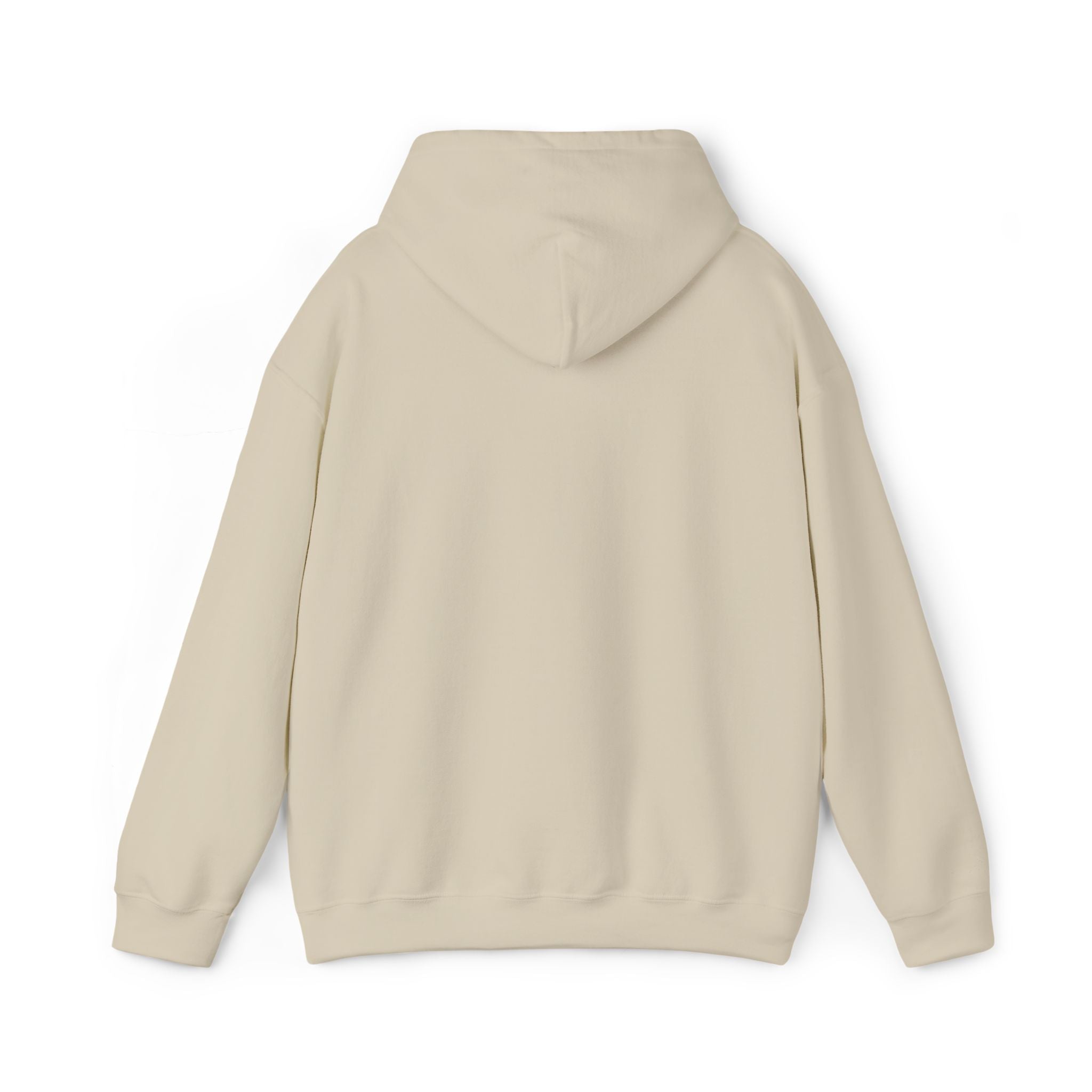 Sand octopus art hoodie, plain back view with hood and kangaroo pocket