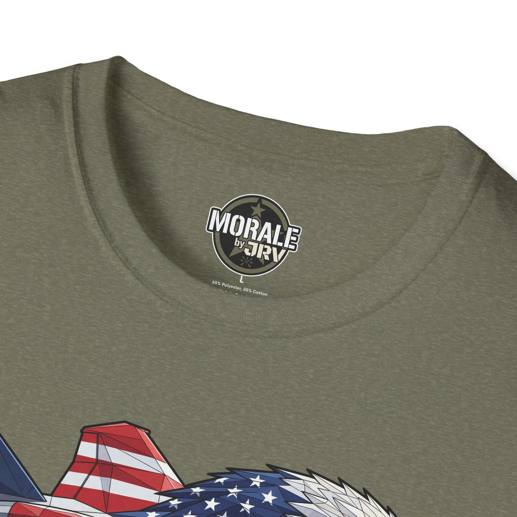 Heather military green T-shirt back crew neck with logo patch