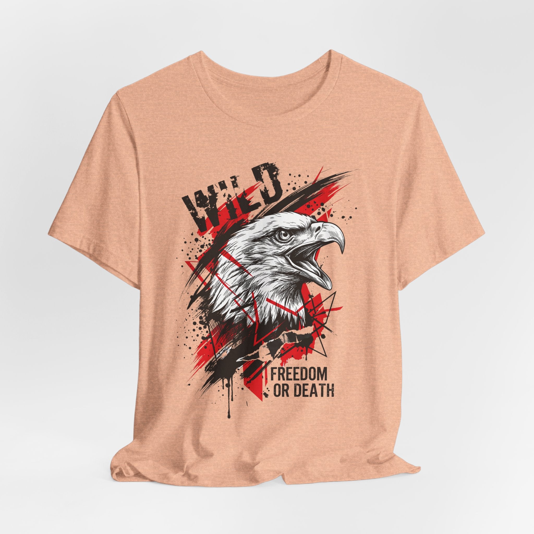 Light brown T-shirt with front eagle head graphic and “Freedom or Death” lettering.
