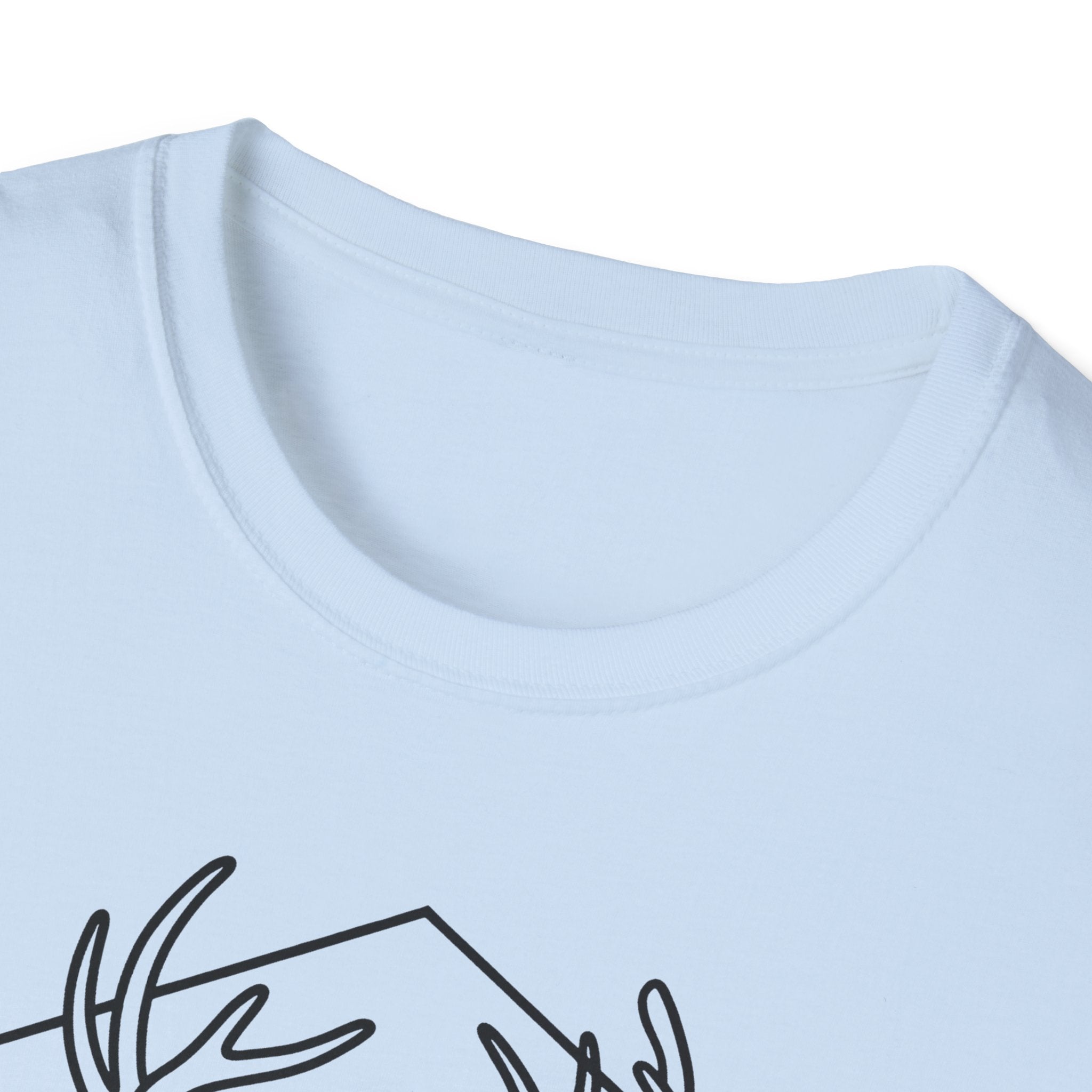 Light blue T-shirt neckline close-up