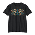 Octopus swirl graphic T-shirt, short-sleeve crew neck in black