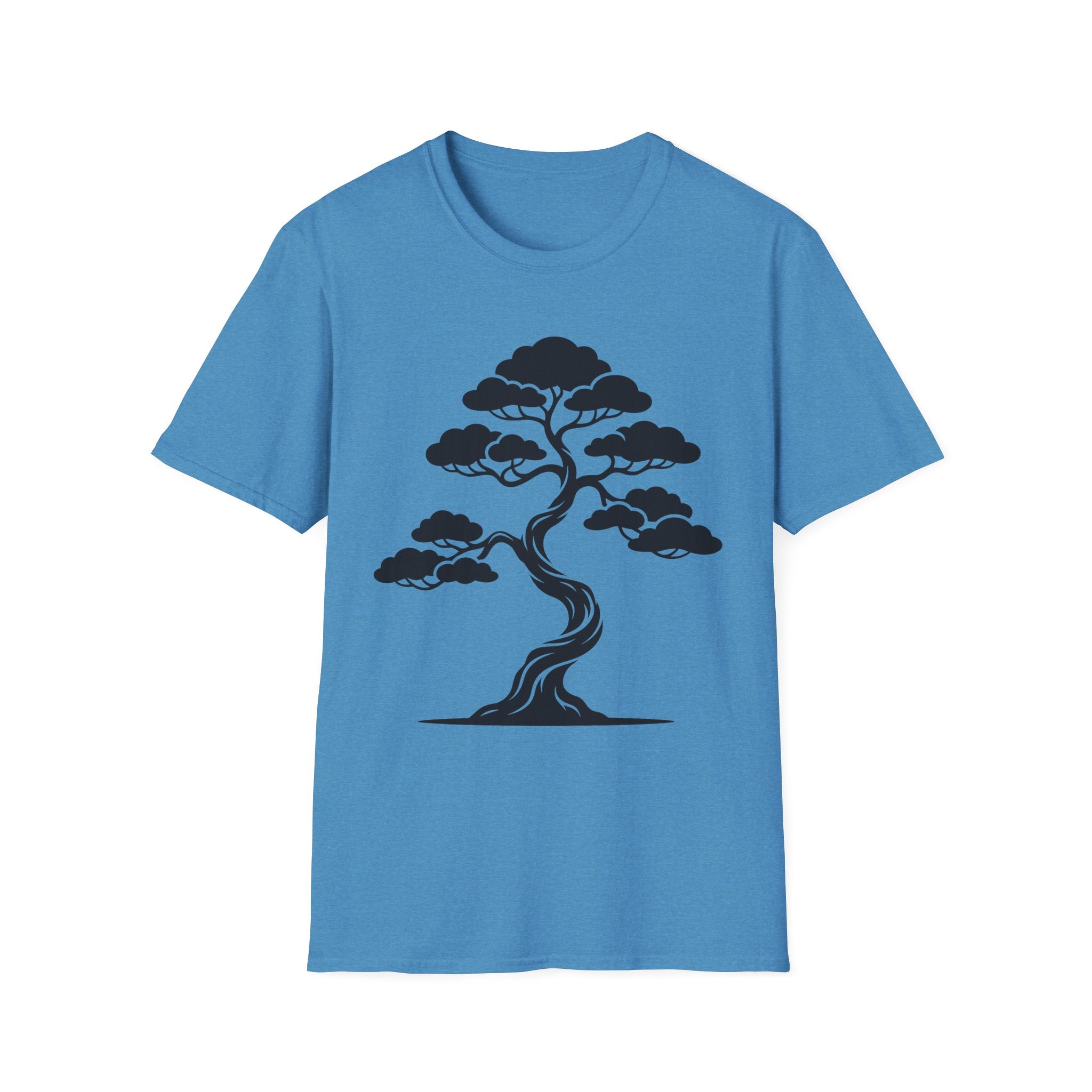 Bonsai tree T-shirt in blue with black tree graphic