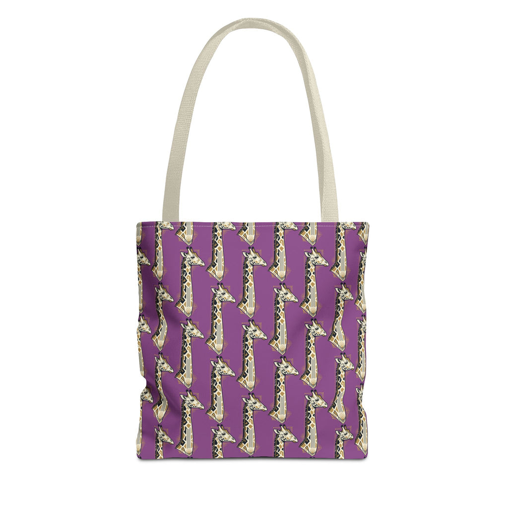 Saxophone tote bag with purple pattern and light handles