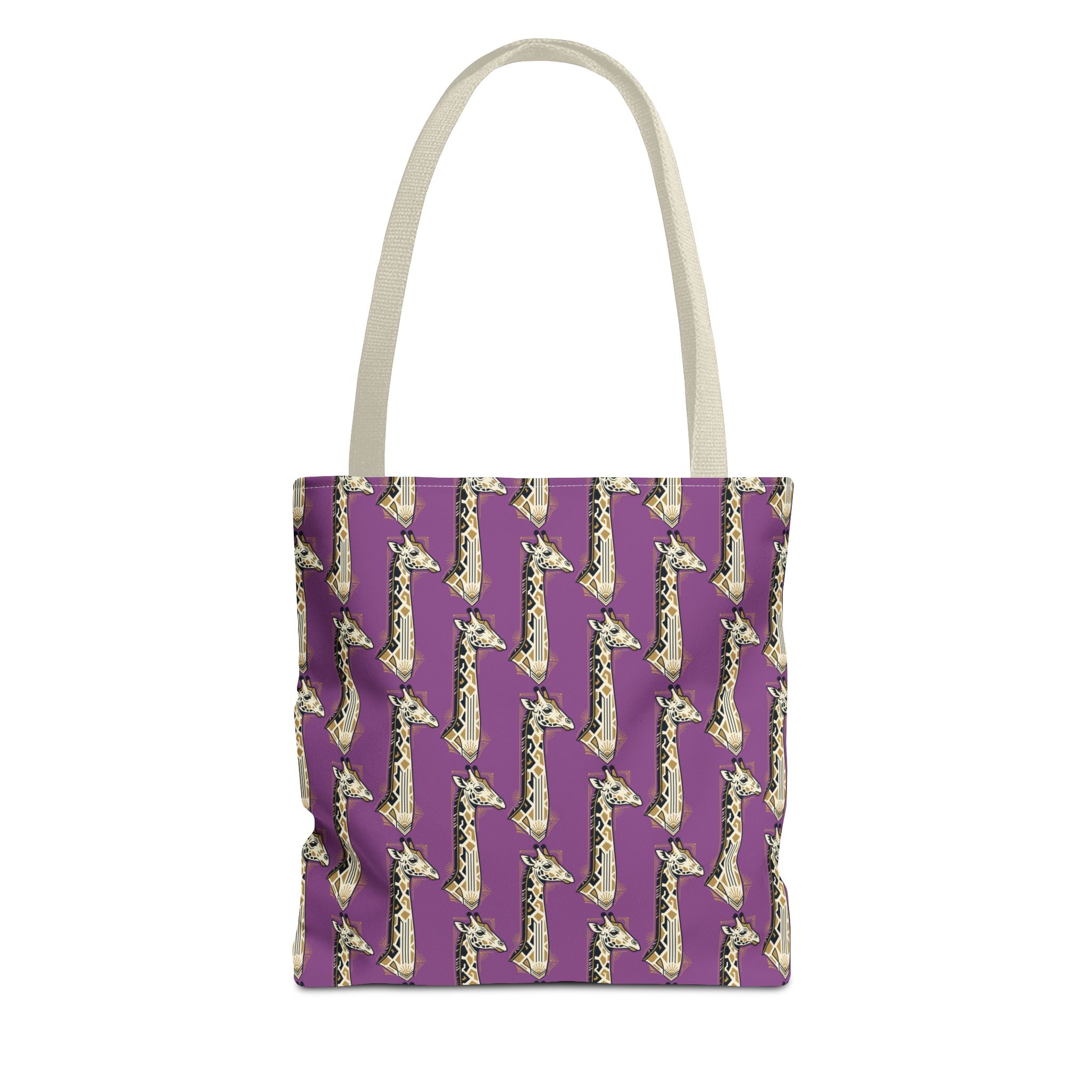 Saxophone tote bag with purple pattern and light handles