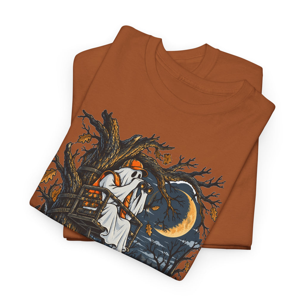 Haunted Tree Stand T-Shirt, Funny Ghost Deer Hunter Halloween Shirt for Men and Women, Bow Hunting Season Gift Tee