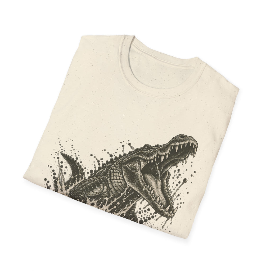 Off-white alligator graphic T-shirt with lunging swamp alligator print