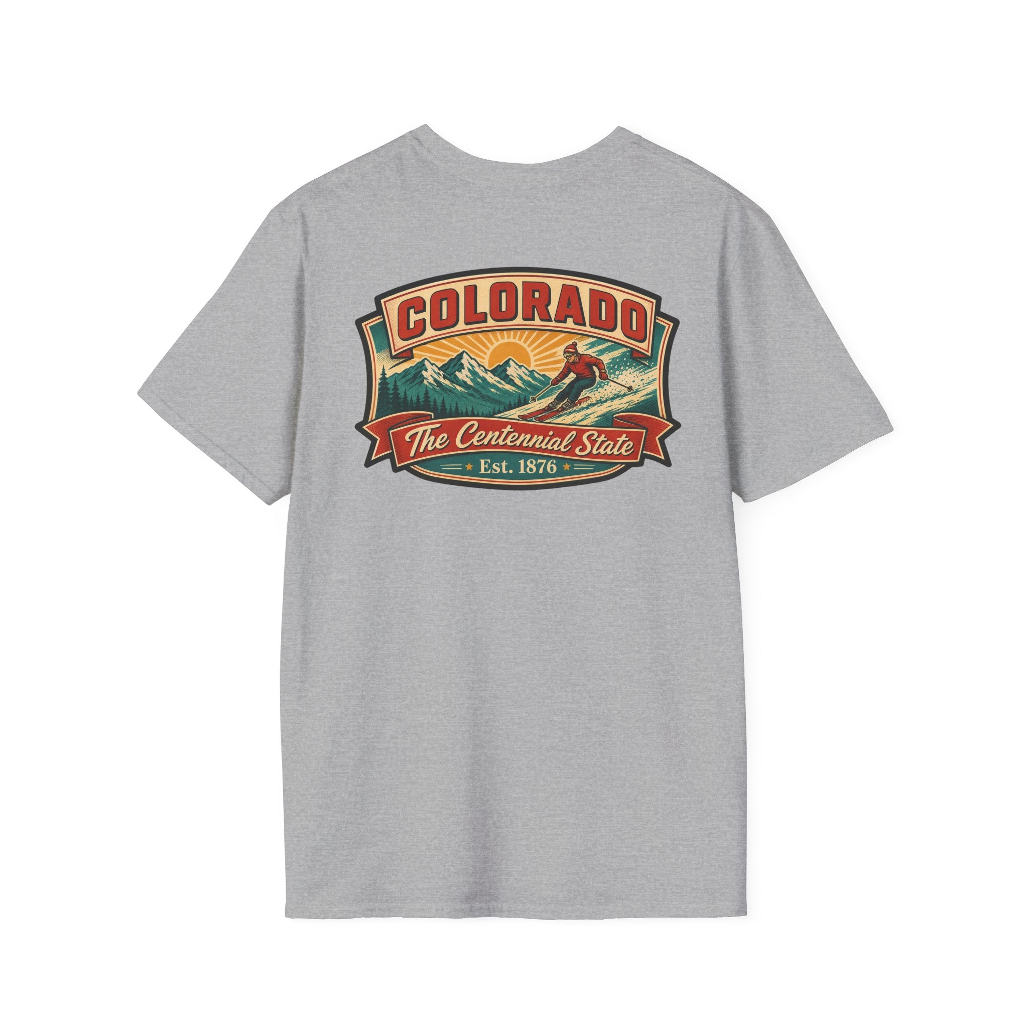Sport grey t-shirt with Colorado Centennial State logo graphic on chest